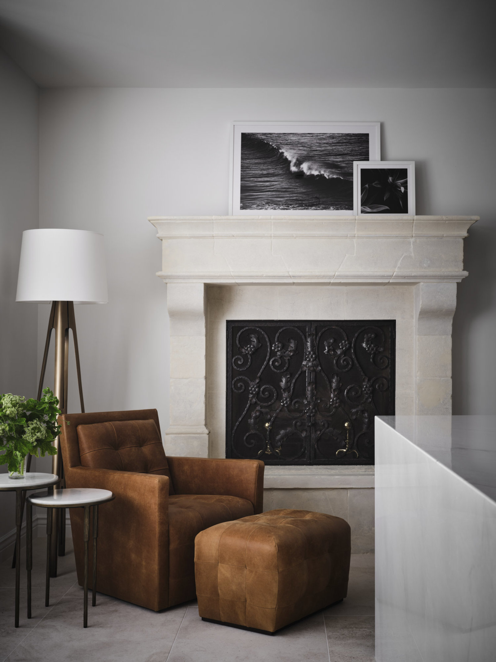 Fireplace seating vignette