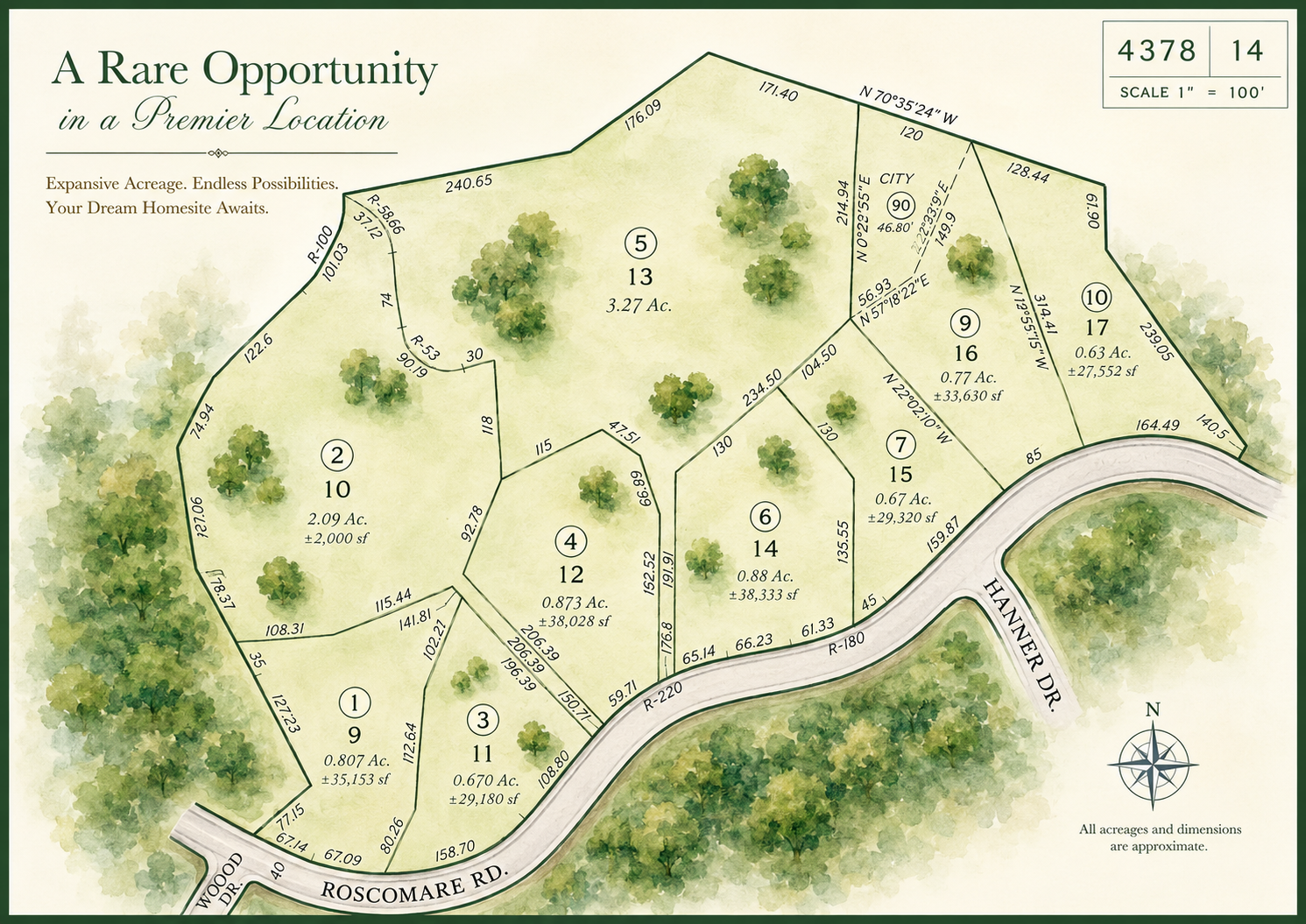 Illustrated plot map showing the rare Bel-Air land opportunity and surrounding roads